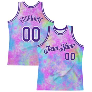 Custom Tie Dye Purple White 3d Watercolor Gradient Authentic Basketball Jersey