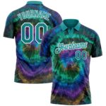 Custom Tie Dye Teal White 3d Performance Golf Polo Shirt