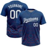 Custom Us Navy Blue White Red 3d Pattern Two Button Unisex Softball Jersey