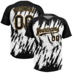 Custom White Black Old Gold 3d Pattern Two Button Unisex Softball Jersey