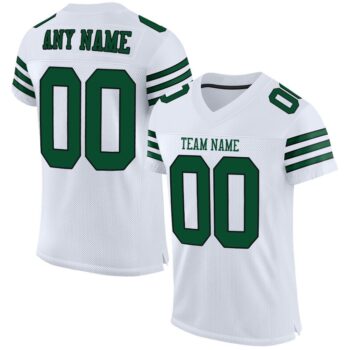 Custom White Gotham Green Black Mesh Authentic Football Jersey