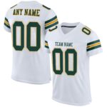 Custom White Green Gold Mesh Authentic Football Jersey