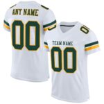 Custom White Green Gold Mesh Authentic Football Jersey
