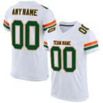 Custom White Green Orange Mesh Authentic Football Jersey
