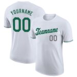 Custom White Kelly Green Gray Performance T Shirt