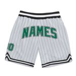 Custom White Kelly Green Pinstripe Kelly Green Black Authentic Basketball Shorts