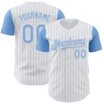 Custom White Light Blue Pinstripe Light Blue Authentic Two Tone Baseball Jersey