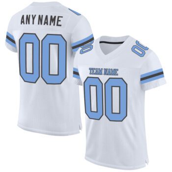 Custom White Light Blue Steel Gray Mesh Authentic Football Jersey