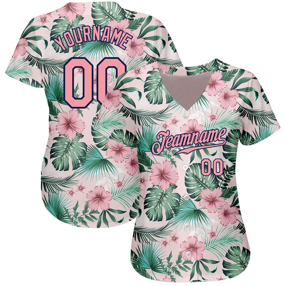 Custom20White20Medium20Pink20Navy203d20Pattern20Design20Hawaii20Palm20Leaves20And20Flowers20Authentic20Baseball20Jersey200003.jpg
