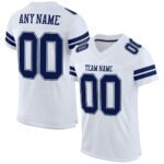 Custom White Navy White Mesh Authentic Football Jersey