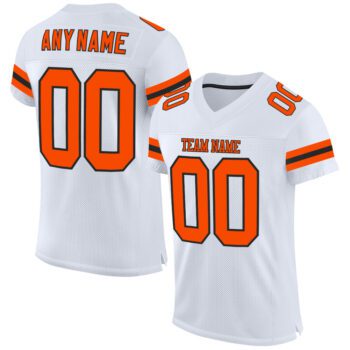 Custom White Orange Black Mesh Authentic Football Jersey