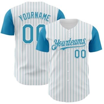 Custom White Panther Blue Pinstripe Panther Blue Authentic Two Tone Baseball Jersey