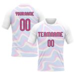 Custom White Pink Black Liquid Fluid Sublimation Volleyball Uniform Jersey