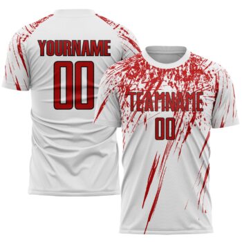 Custom White Red Black Sublimation Soccer Uniform Jersey