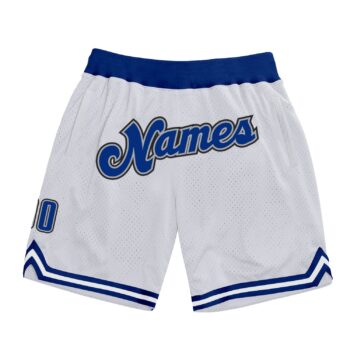 Custom White Royal Gray Authentic Throwback Basketball Shorts