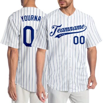 Custom White Royal Pinstripe Royal White Authentic Baseball Jersey