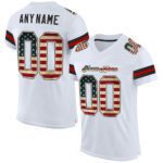 Custom White Vintage Usa Flag Black Mesh Authentic Football Jersey
