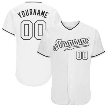 Custom White White Black Authentic Baseball Jersey