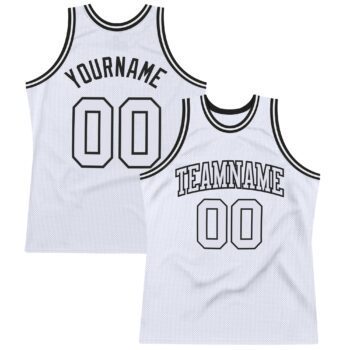 Custom White White Black Authentic Throwback Basketball Jersey