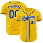 Custom Yellow Royal White Authentic Baseball Jersey